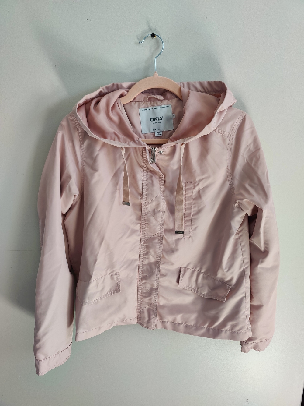 ONLY Women's Light Pink Hooded Jacket
